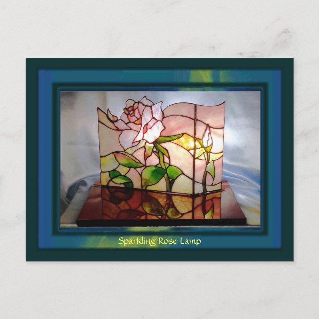 Sparkling Rose Lamp Art Postcard (Front)