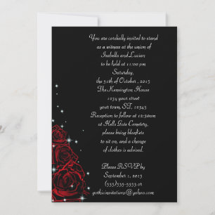 Sparkling Roses Modern Goth Wedding Invitation