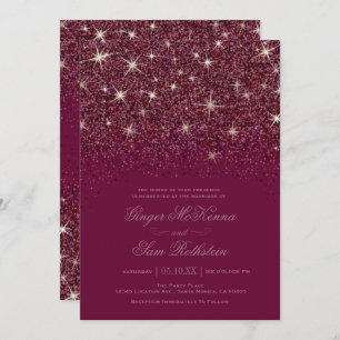 Sparkling Ruby Glitter Wedding Invitations