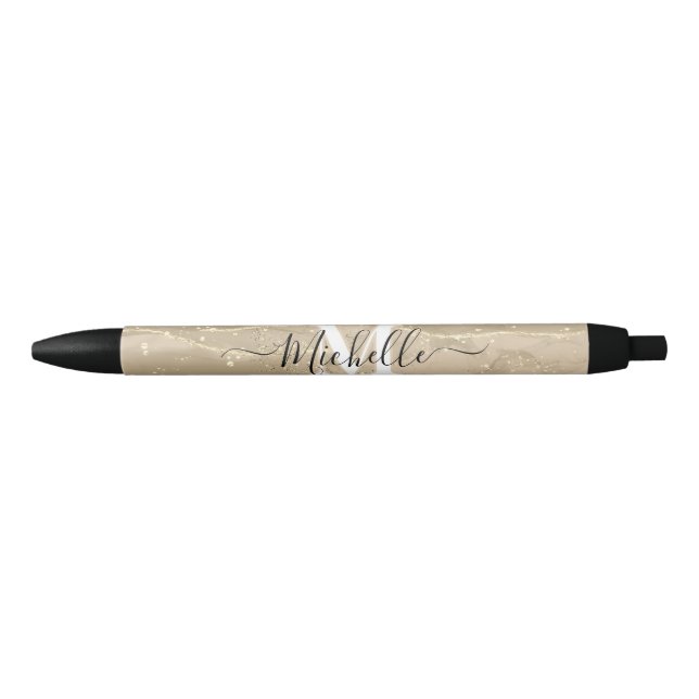 Sparkling Sand Monogram Custom Autograph Pen (Front)