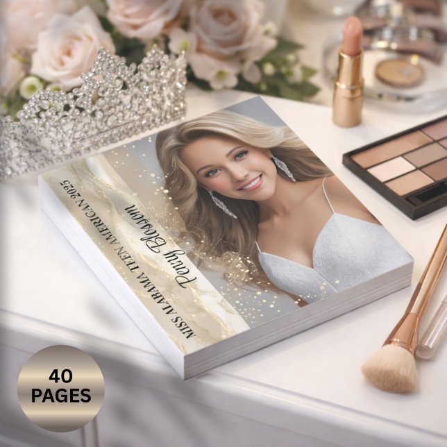 Sparkling Sand Pageant Autograph Pad Notepad (Greet your fans with the ultimate pageant gift from a titleholder - signed custom autograph pages)