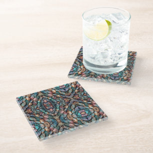 Sparkling Scales Glass Coaster