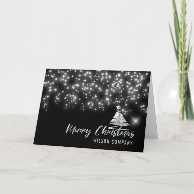 Sparkling  script Merry Christmas  corporate Holiday Card (Front)