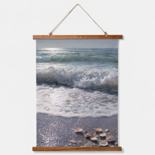 Sparkling Shoreline with Shells Ocean Art Hanging Tapestry