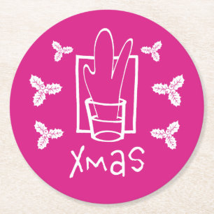 Sparkling Shot Glass for Christmas Round Paper Coaster