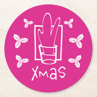 Sparkling Shot Glass for Christmas Round Paper Coaster