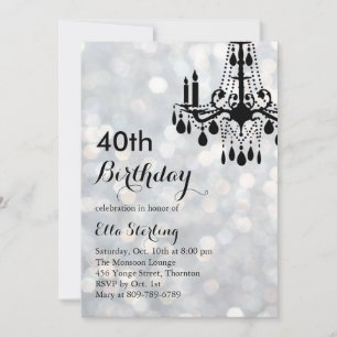 Sparkling Silver Ballroom 40th Birthday Invitation