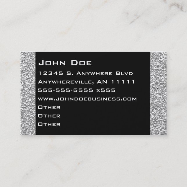 Sparkling Silver Border Business Card (Front)