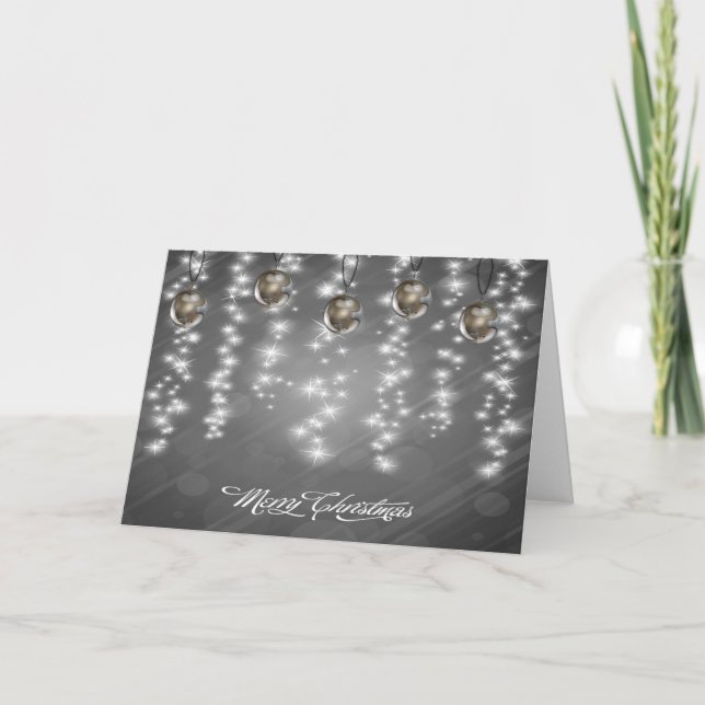 Sparkling Silver Christmas Holiday Card (Front)