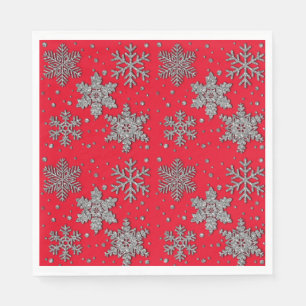 Sparkling silver glitter snowflakes  napkin