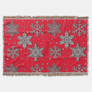 Sparkling silver glitter snowflakes    throw blanket