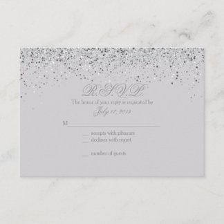 Sparkling Silver Glitter Wedding Response Cards