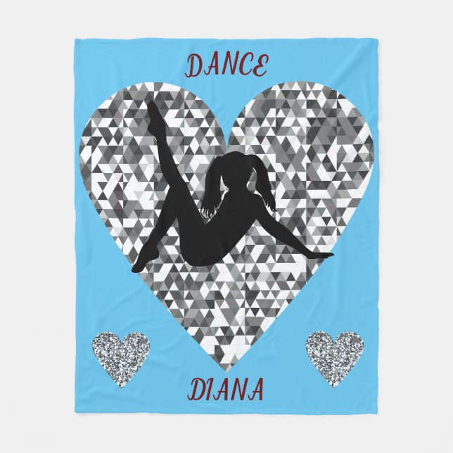Sparkling Silver Heart Dance Fleece Blanket (Front)