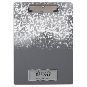 Sparkling Silver Lights Chic Glam Personalised Clipboard