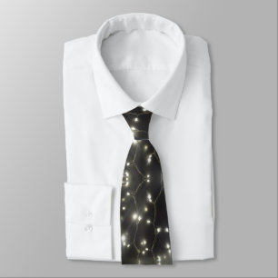Sparkling Silver Lights Pattern Party Neck Tie