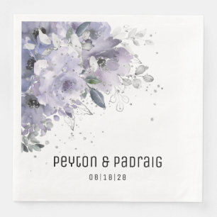 Sparkling Silver Mauve Wedding Dinner Napkins