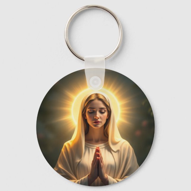 Sparkling Sincerity: Virgin Mary Prayer Key Ring (Front)