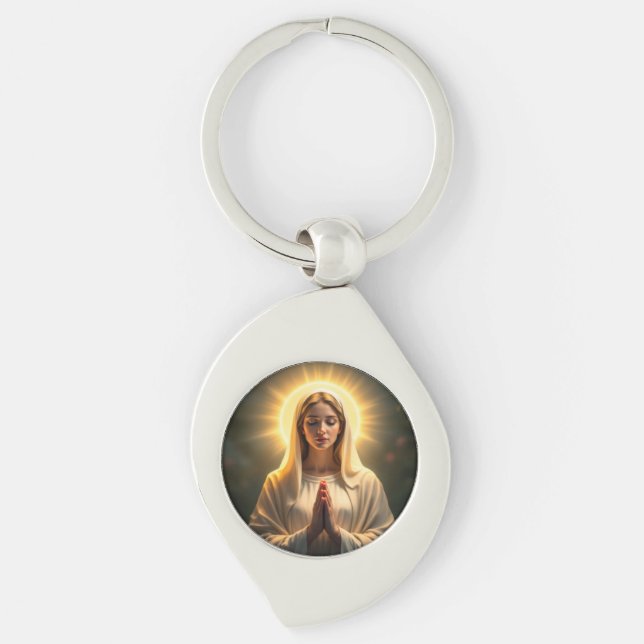 Sparkling Sincerity: Virgin Mary Prayer Key Ring (Front)