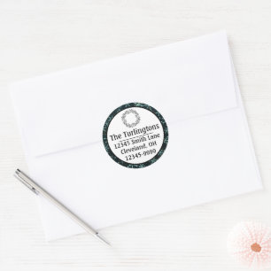 Sparkling Snowflakes White Blue Return Address Classic Round Sticker