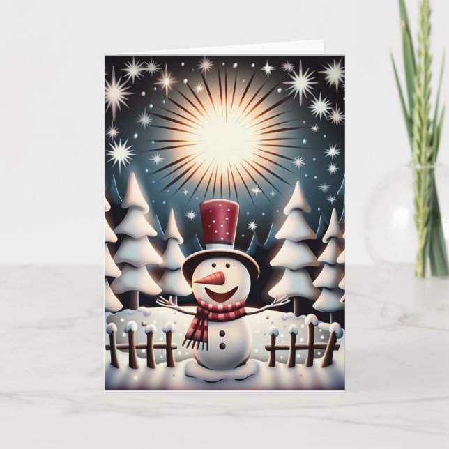 Sparkling Snowman Joy Holiday Card (Front)