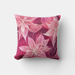 Sparkling Soft Pink Poinsettia Cushion