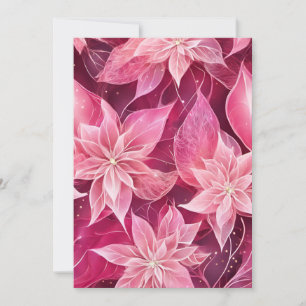 Sparkling Soft Pink Poinsettia Holiday Card