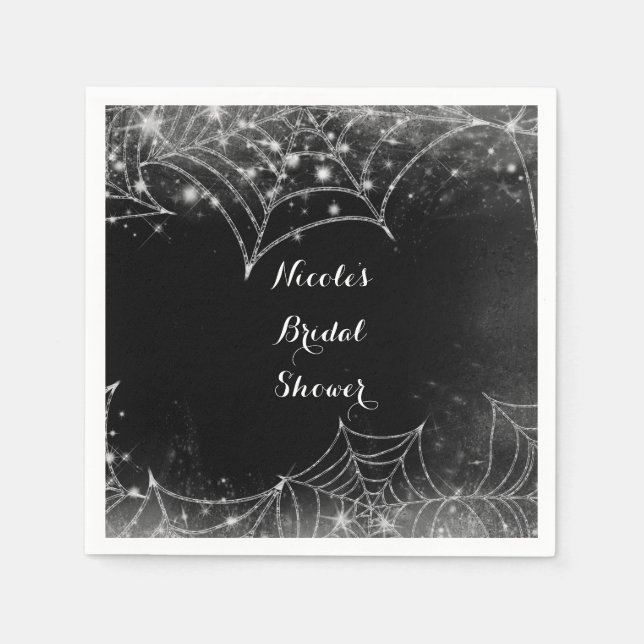 Sparkling Spiderwebs Halloween Party Napkin (Front)