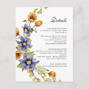 Sparkling spring flower reception wedding enclosure card