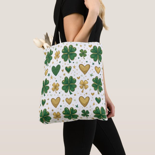 Sparkling St. Patrick's Pattern Design Tote Bag (Close Up)