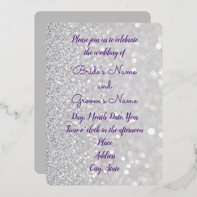 “Sparkling Star” Foil Wedding Invitation (Front/Back)