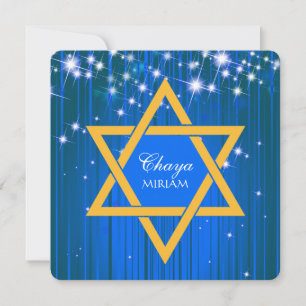 Sparkling Star of David Bat Mitzvah Invitations