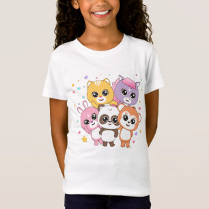 Sparkling Stars and Cute Animal Faces T-Shirt
