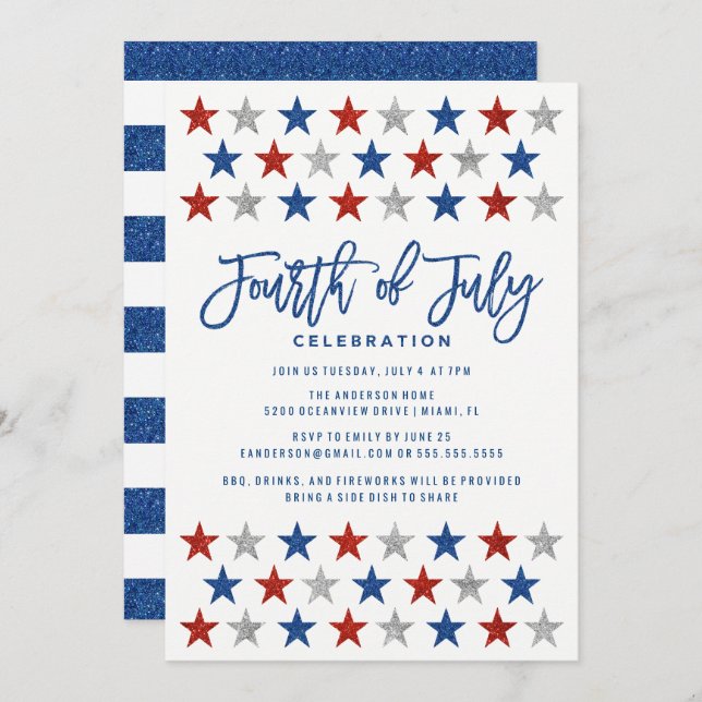 Sparkling Stars | Fourth of July Party Invitation (Front/Back)