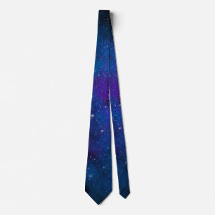 Sparkling Stars on Blue & Purple Space Background Tie