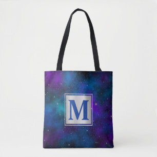 Sparkling Stars on Blue & Purple Space Background Tote Bag