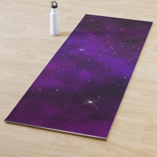 Sparkling Stars on Deep Purple Space Background Yoga Mat