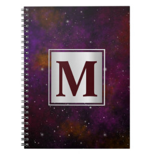 Sparkling Stars on Deep Red Space Background Notebook