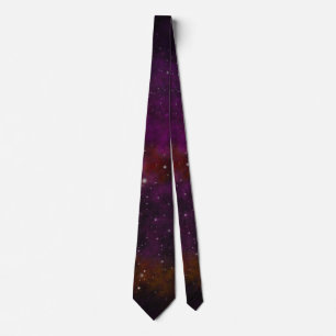 Sparkling Stars on Deep Red Space Background Tie