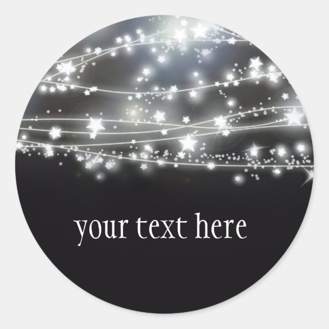 Sparkling Stars Round Sticker (Front)