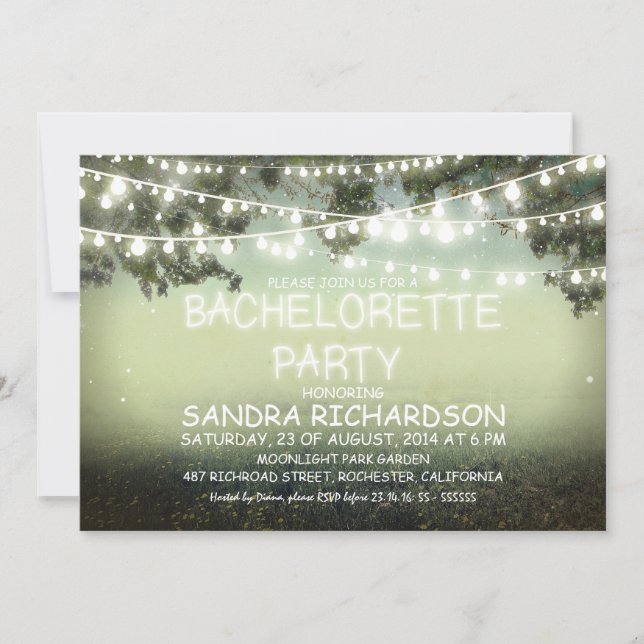 sparkling string lights BACHELORETTE PARTY INVITES (Front)