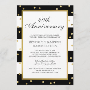 Sparkling Stripes 40th Wedding Anniversary Party Invitation