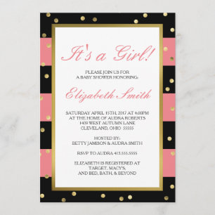 Sparkling Stripes Baby Girl Shower Invitation