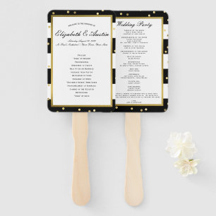 Sparkling Stripes   Modern Wedding Program Hand Fan