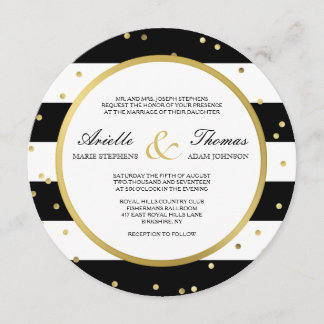 Sparkling Stripes | Round Wedding Invitation