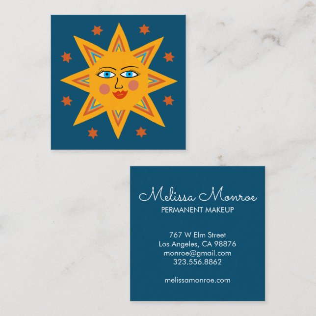 Sparkling Sun  Cute and Charming   Square Business Card (Front/Back)
