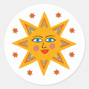 Sparkling Sun Cute Colourful & Fun Classic Round Sticker