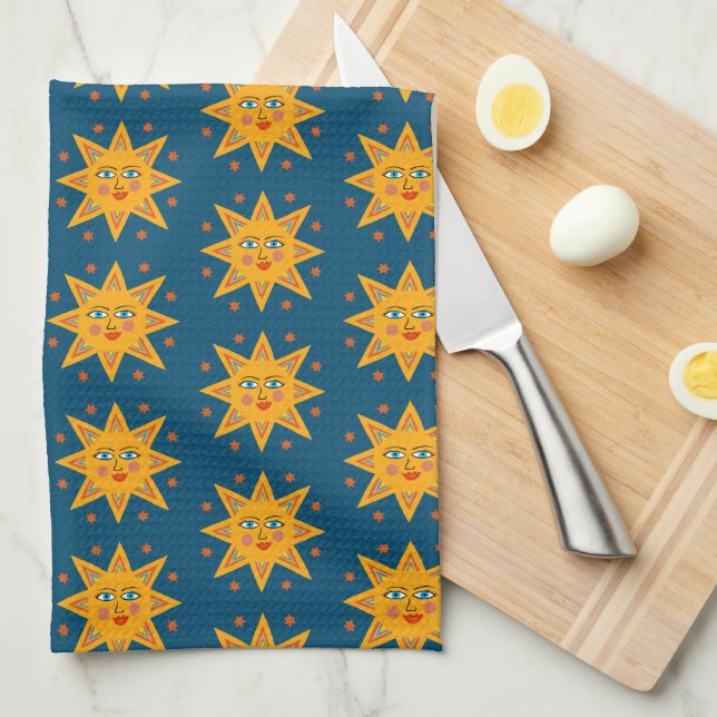 Sparkling Suns Cute and Charming Pattern  Tea Towel (Quarter Fold)