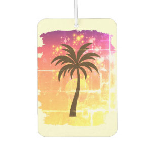 Sparkling Sunset Palm Tree Tropical Paradise Sil Car Air Freshener