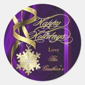 Sparkling Swirls Snowflake Holiday Purple Sticker