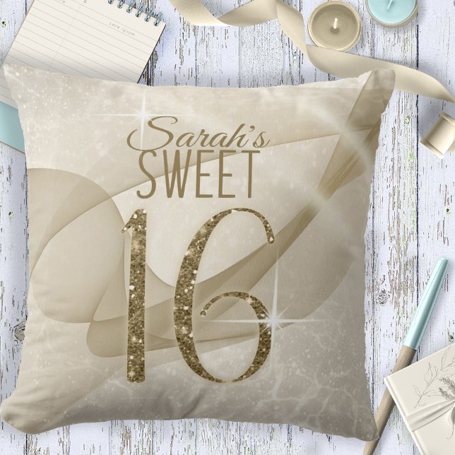 Sparkling Swirls Sweet Sixteen Gold ID652 Cushion (Creator Uploaded)
